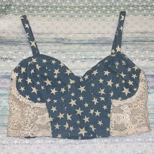 Labor Day Star Lace Crop Top Size Large